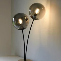 Suspension Verre Fumé-Luminaires Leuchten Direkt Lampe de table Leuchten-Direkt GREEN WIDOW Écru, Noir, 2 lumières