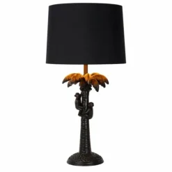 Lampes En Tissu-Luminaires Lucide Lampe de table Lucide COCONUT Noir, 1 lumière