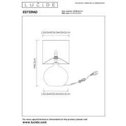 Lampes En Tissu-Luminaires Lucide Lampe de table Lucide ESTERAD Ocre, 1 lumière