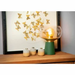 Suspension Verre Fumé-Luminaires Lucide Lampe de table Lucide FARRIS Vert, 1 lumière