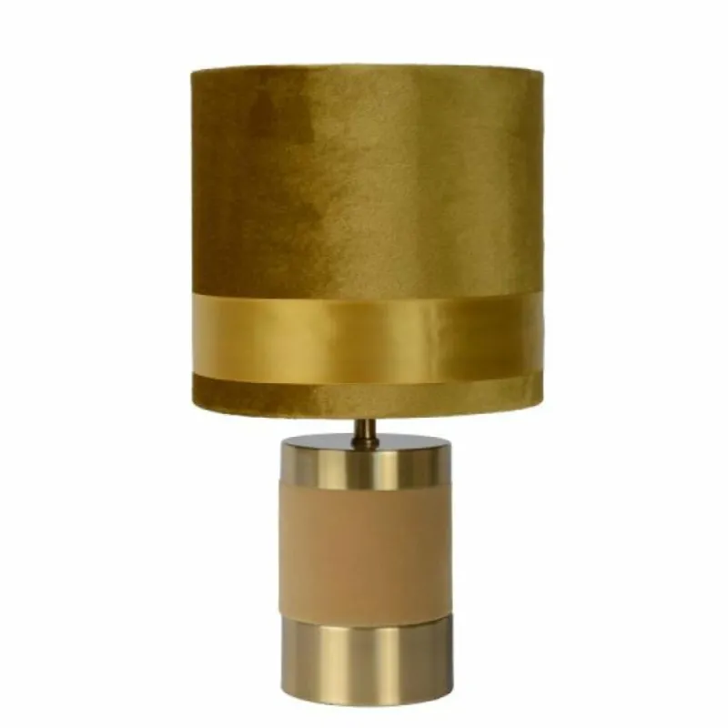 Lampes En Tissu-Luminaires Lucide Lampe de table Lucide FRIZZLE Laiton, Ocre, 1 lumière