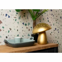 Luminaires Rustiques-Luminaires Lucide Lampe de table Lucide FUNGO Or, Laiton, 1 lumière