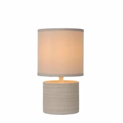 Lampes En Tissu-Luminaires Lucide Lampe de table Lucide GREASBY Beige, 1 lumière