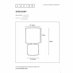 Lampes En Tissu-Luminaires Lucide Lampe de table Lucide GREASBY Beige, 1 lumière