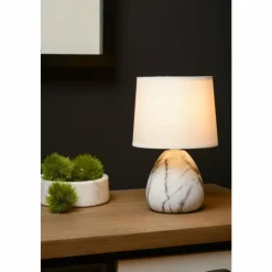Lampes En Tissu-Luminaires Lucide Lampe de table Lucide MARMO Aspect marbre, 1 lumière