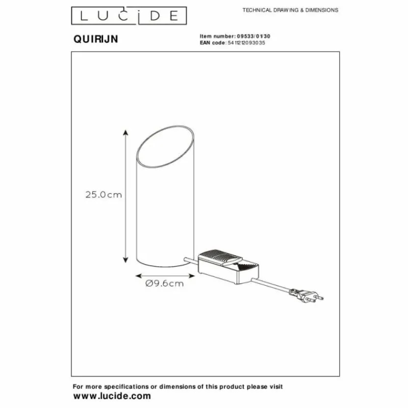 Lampes Dorées-Luminaires Lucide Lampe de table Lucide QUIRIJN Noir, 1 lumière