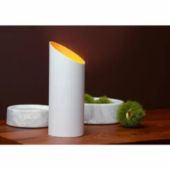 Lampes Dorées-Luminaires Lucide Lampe de table Lucide QUIRIJN Blanc, 1 lumière