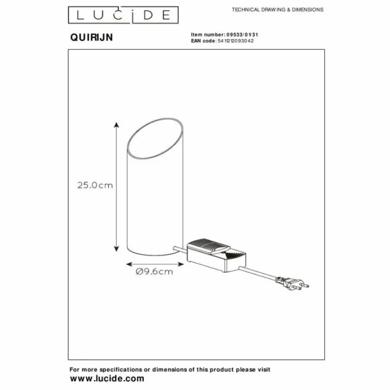 Lampes Dorées-Luminaires Lucide Lampe de table Lucide QUIRIJN Blanc, 1 lumière