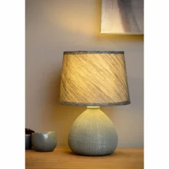 Lampes En Tissu-Luminaires Lucide Lampe de table Lucide RAMZI Gris, 1 lumière