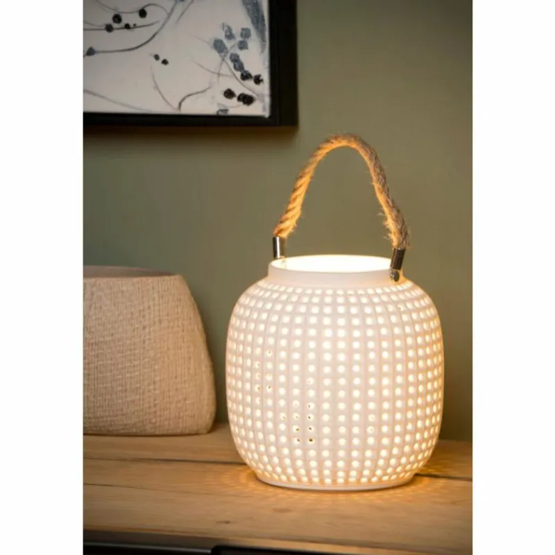 Luminaires Rustiques-Luminaires Lucide Lampe de table Lucide SAFIYA Blanc, 1 lumière