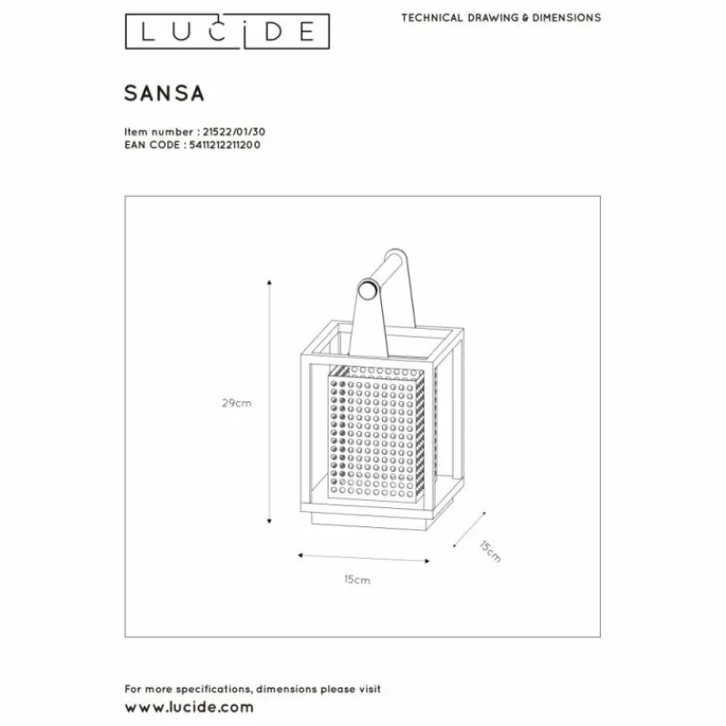 Lampes Dorées-Luminaires Lucide Lampe de table Lucide SANSA Noir, 1 lumière