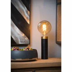 Luminaires Scandinaves-Luminaires Lucide Lampe de table Lucide SELIN Noir, 1 lumière
