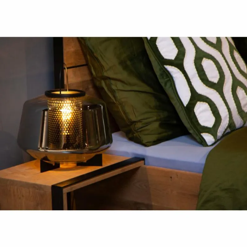 Suspension Verre Fumé-Luminaires Lucide Lampe de table Lucide SISKA Noir, 1 lumière