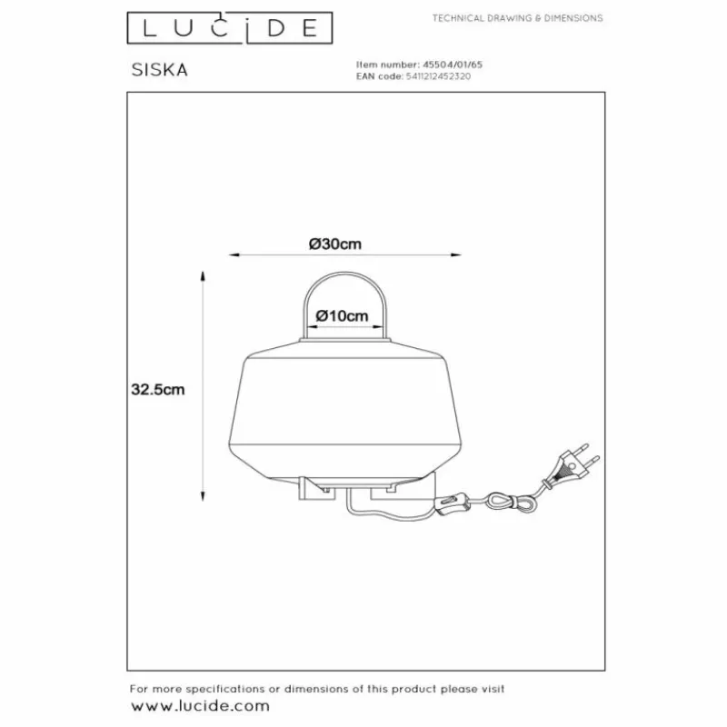 Suspension Verre Fumé-Luminaires Lucide Lampe de table Lucide SISKA Noir, 1 lumière