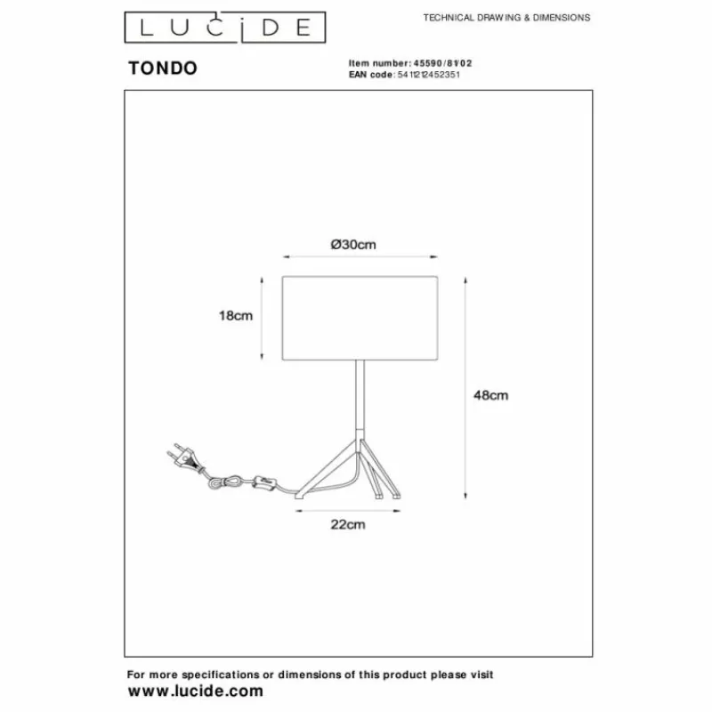 Lampes En Tissu-Luminaires Lucide Lampe de table Lucide TONDO Or, Laiton, 1 lumière