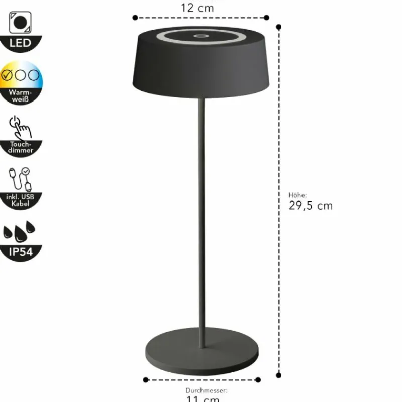 Luminaires Lutec Lampe de table Lutec COCKTAIL LED Noir, 1 lumière