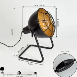 Lampes Dorées-hofstein Lampe de table Malix Noir, 1 lumière