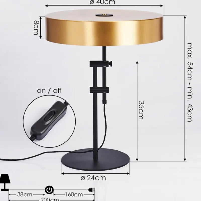 Lampes Dorées-hofstein Lampe de table Manaus Noir, 2 lumières