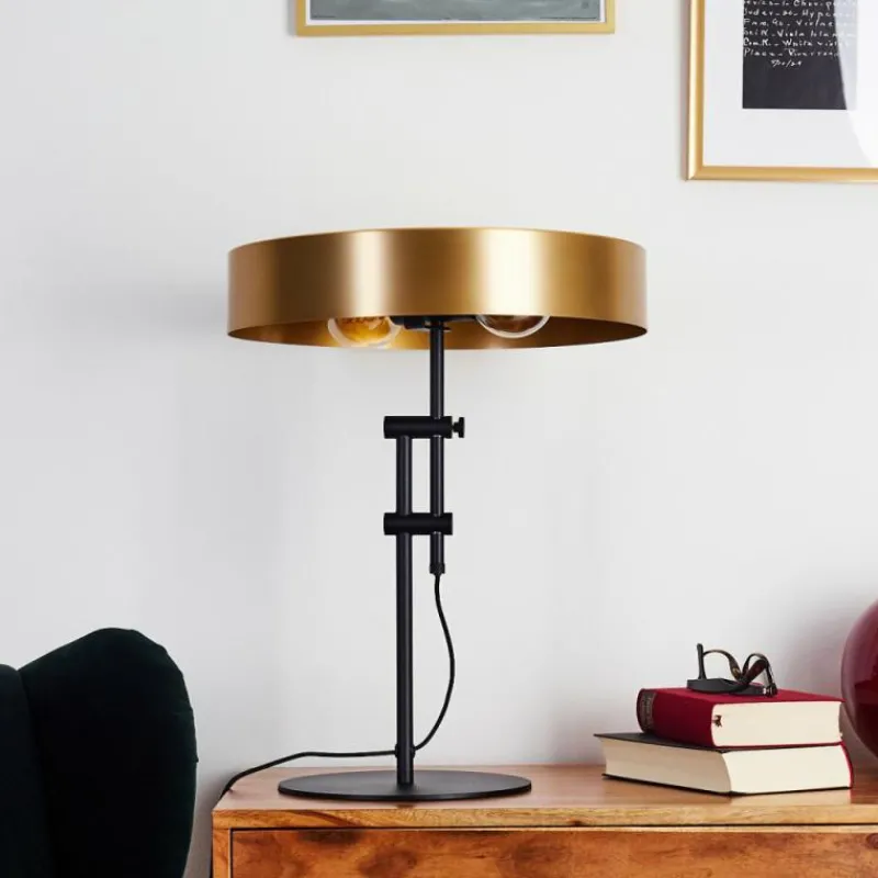 Lampes Dorées-hofstein Lampe de table Manaus Noir, 2 lumières