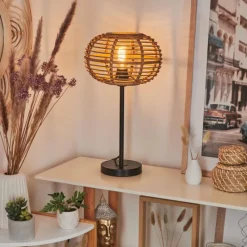 Style Boho-Chic-hofstein Lampe de table Manteau Noir, 1 lumière