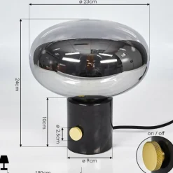 Lampes Art Déco-hofstein Lampe de table Maoro Gris, Laiton, Noir, 1 lumière