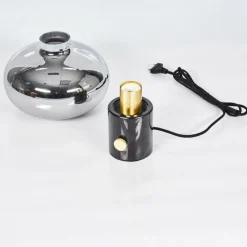 Lampes Art Déco-hofstein Lampe de table Maoro Gris, Laiton, Noir, 1 lumière