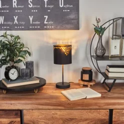 Lampes En Tissu-hofstein Lampe de table Marbach Noir, 1 lumière