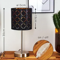 Lampes En Tissu-hofstein Lampe de table Meldal Nickel mat, Noir, 1 lumière