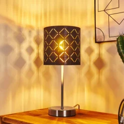 Lampes En Tissu-hofstein Lampe de table Meldal Nickel mat, Noir, 1 lumière