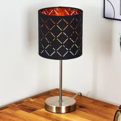 Lampes En Tissu-hofstein Lampe de table Meldal Nickel mat, Noir, 1 lumière