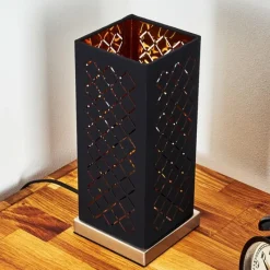 Lampes En Tissu-hofstein Lampe de table Meldal Nickel mat, Noir, 1 lumière