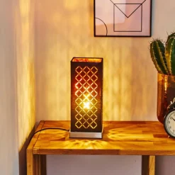 Lampes En Tissu-hofstein Lampe de table Meldal Nickel mat, Noir, 1 lumière