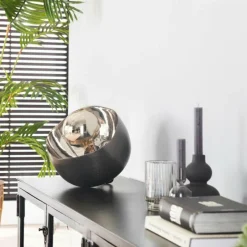 hofstein Lampe de table Mirror Nickel mat, Noir, 1 lumière