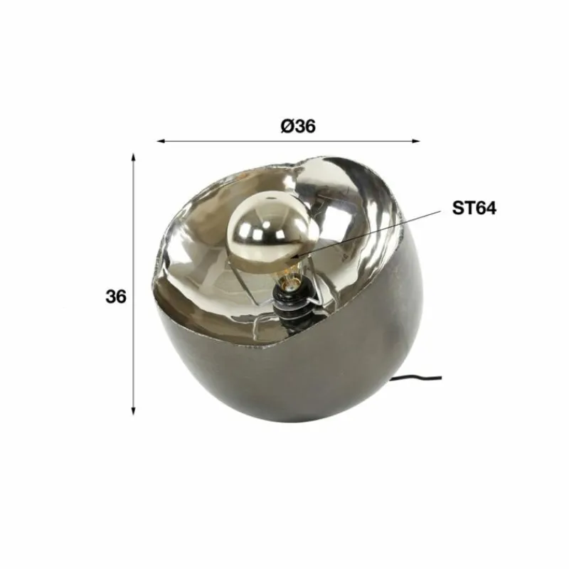 hofstein Lampe de table Mirror Nickel mat, Noir, 1 lumière* Lampes À Poser