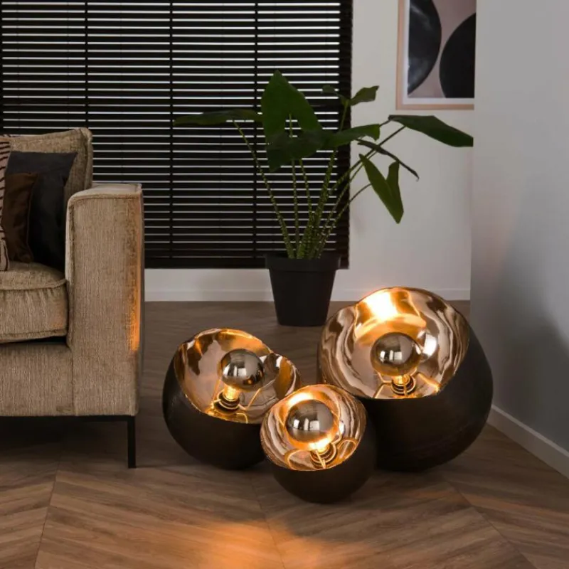 hofstein Lampe de table Mirror Nickel mat, Noir, 1 lumière* Lampes À Poser