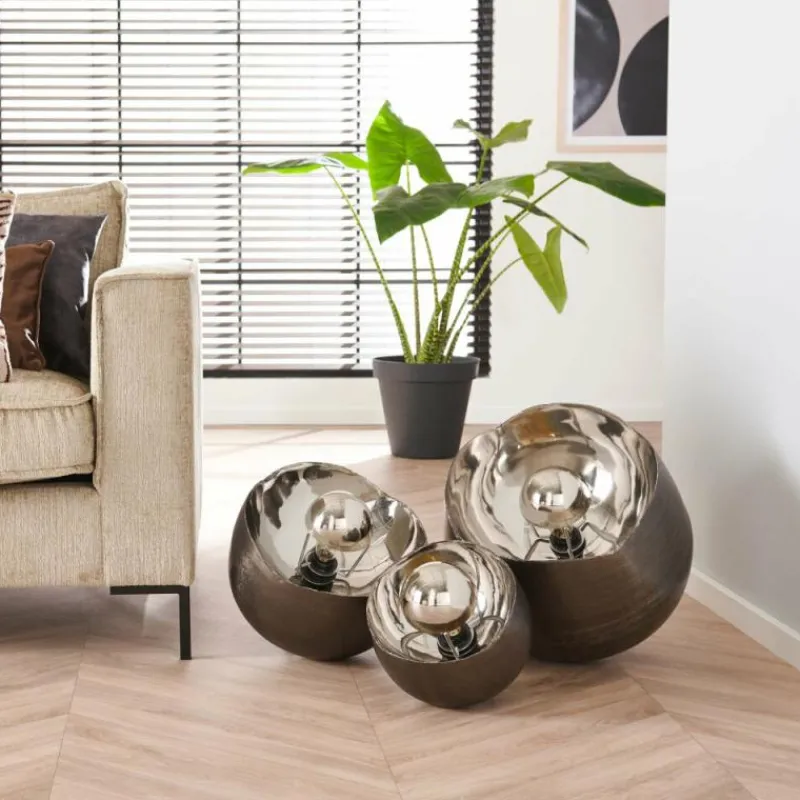 hofstein Lampe de table Mirror Nickel mat, Noir, 1 lumière* Lampes À Poser