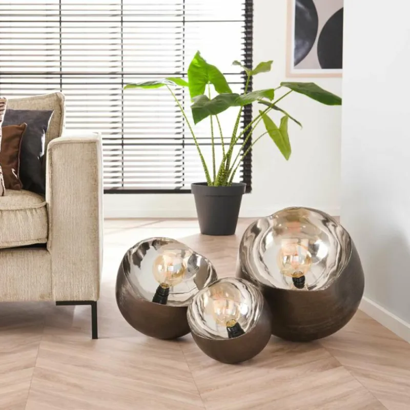 hofstein Lampe de table Mirror Nickel mat, Noir, 1 lumière* Lampes À Poser