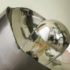 hofstein Lampe de table Mirror Nickel mat, Noir, 1 lumière* Lampes À Poser