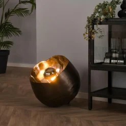 hofstein Lampe de table Mirror Nickel mat, Noir, 1 lumière* Lampes À Poser