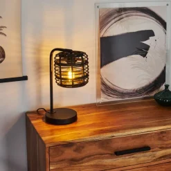 Lampes Industrielles-hofstein Lampe de table Mongolei Noir, 1 lumière