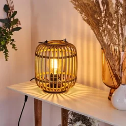 Style Boho-Chic-hofstein Lampe de table Mongolei Noir, 1 lumière