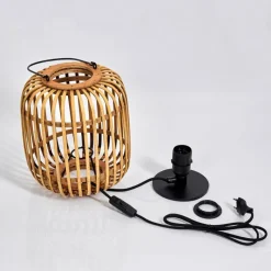 Style Boho-Chic-hofstein Lampe de table Mongolei Noir, 1 lumière