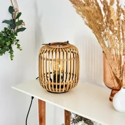 Style Boho-Chic-hofstein Lampe de table Mongolei Noir, 1 lumière