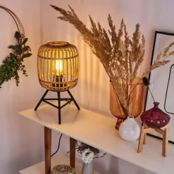 Style Boho-Chic-hofstein Lampe de table Mongolei Noir, 1 lumière