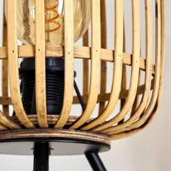 Style Boho-Chic-hofstein Lampe de table Mongolei Noir, 1 lumière