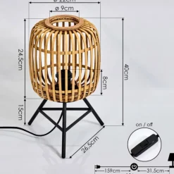 Style Boho-Chic-hofstein Lampe de table Mongolei Noir, 1 lumière