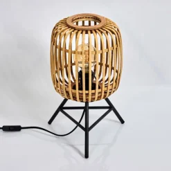 Style Boho-Chic-hofstein Lampe de table Mongolei Noir, 1 lumière