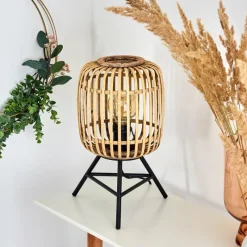 Style Boho-Chic-hofstein Lampe de table Mongolei Noir, 1 lumière