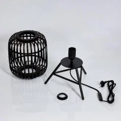 Style Boho-Chic-hofstein Lampe de table Mongolei Noir, 1 lumière