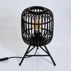 Style Boho-Chic-hofstein Lampe de table Mongolei Noir, 1 lumière